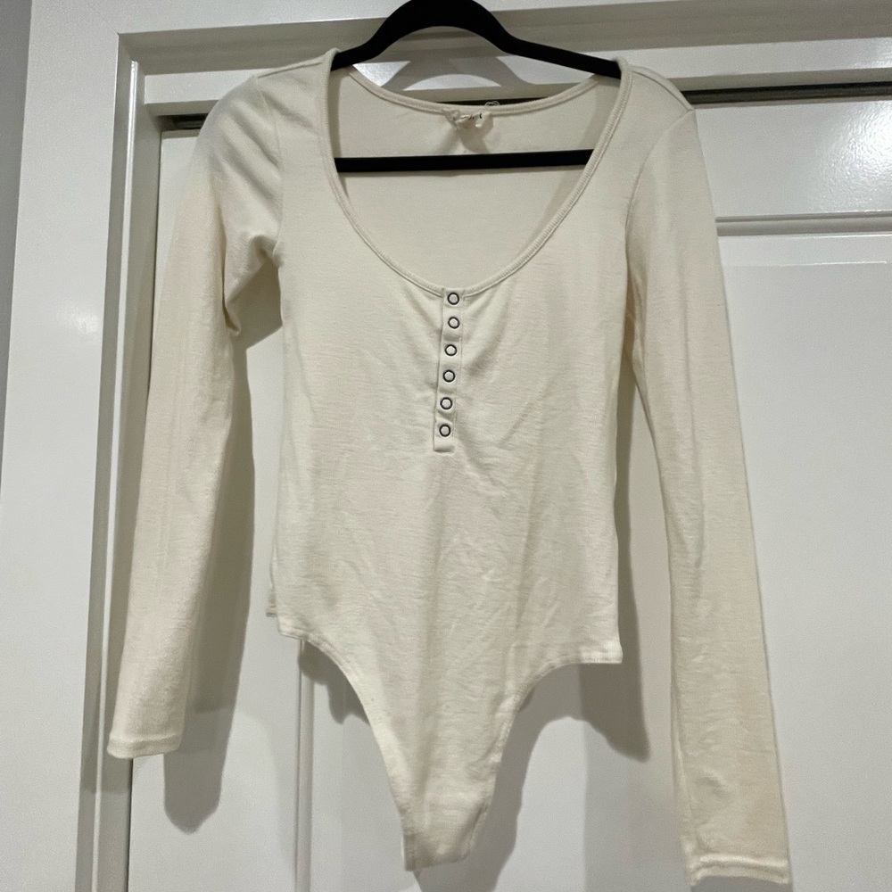 Open Edit - cream ribbed bodysuit